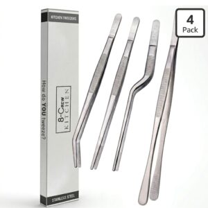 8-Crew Kitchen Professional Culinary Tweezers Set (4-Pack) | Precision Plating Tools