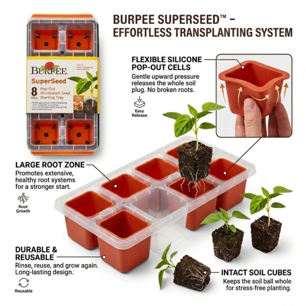 Burpee SuperSeed™ 8-Cell Pop-Out Windowsill Seed Starting Tray