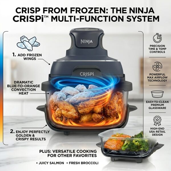 Ninja CRISPi™ Portable Glass Air Fry Cooking System | Healthy Air Fryer