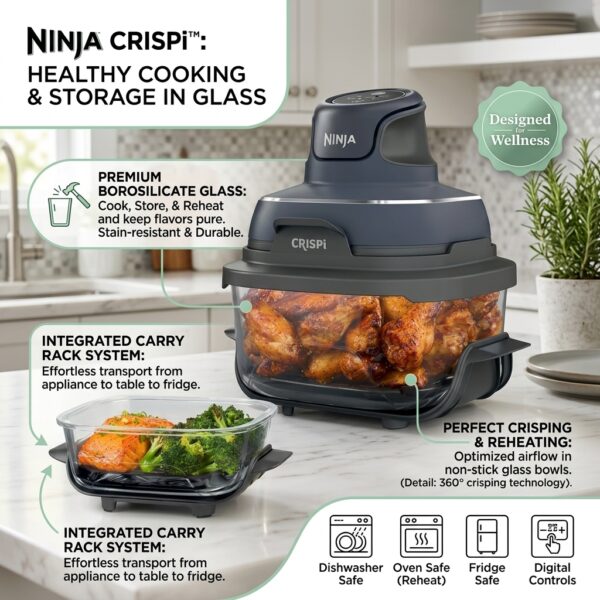 Ninja CRISPi™ Portable Glass Air Fry Cooking System | Healthy Air Fryer