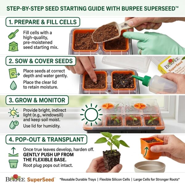 Burpee SuperSeed™ 8-Cell Pop-Out Windowsill Seed Starting Tray