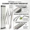 8-Crew Kitchen Professional Culinary Tweezers Set (4-Pack) | Precision Plating Tools