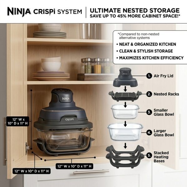 Ninja CRISPi™ Portable Glass Air Fry Cooking System | Healthy Air Fryer