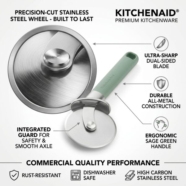 KitchenAid Classic Pizza Cutter Wheel – Stainless Steel Pizza Slicer with Finger Guard & Ergonomic Handle