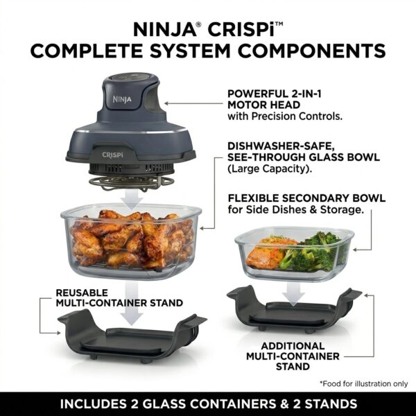 Ninja CRISPi™ Portable Glass Air Fry Cooking System | Healthy Air Fryer