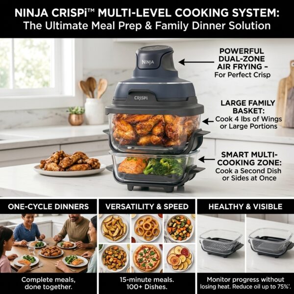 Ninja CRISPi™ Portable Glass Air Fry Cooking System | Healthy Air Fryer