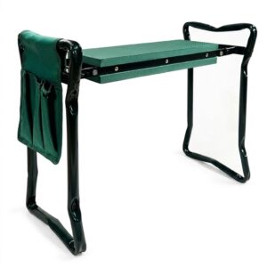 Premium Foldable Garden Kneeler & Seat with Tool Pouch – Heavy Duty Steel Frame Gardening Bench