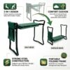 2 Premium Foldable Garden Kneeler & Seat with Tool Pouch – Heavy Duty Steel Frame Gardening Bench