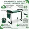 4 Premium Foldable Garden Kneeler & Seat with Tool Pouch – Heavy Duty Steel Frame Gardening Bench